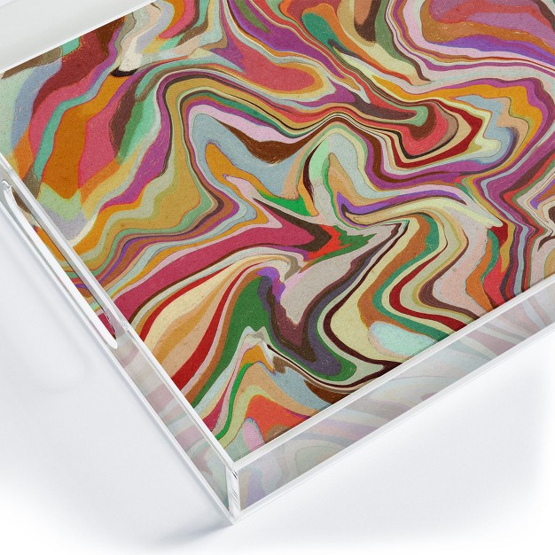 Alisa Galitsyna Colorful Liquid Swirl Acrylic Tray Deny Designs