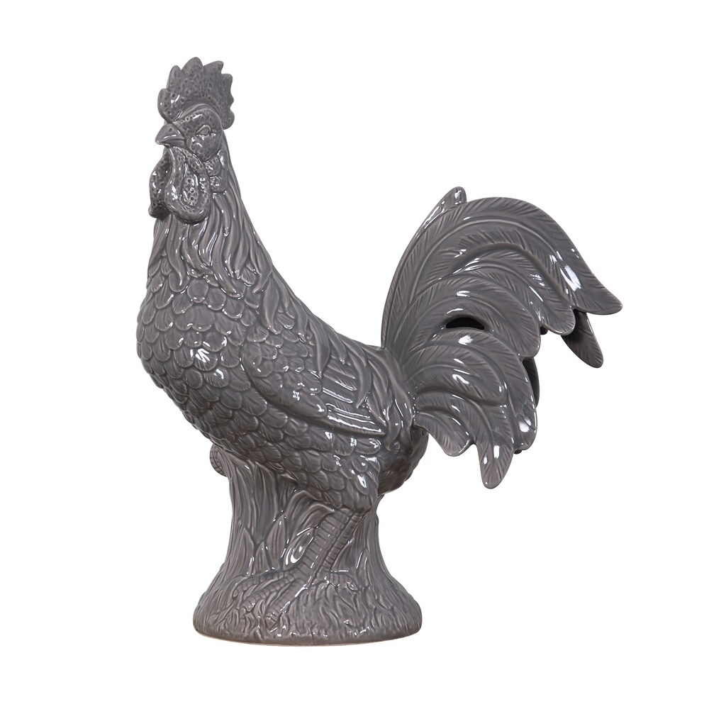 Americana Grey Rooster Statue