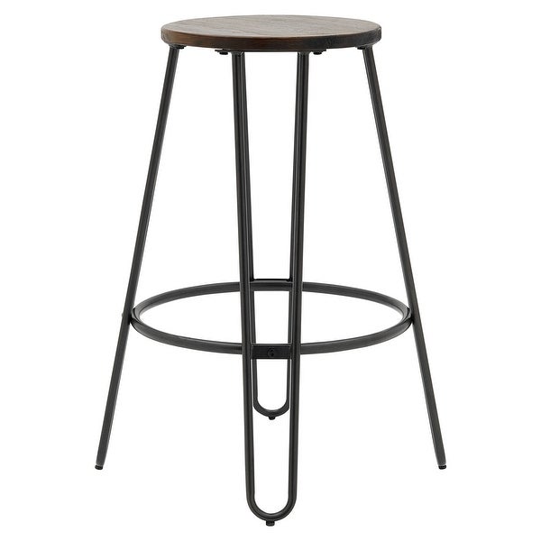 Joe KD Backless Stool Wood Seat， (Set of 2)