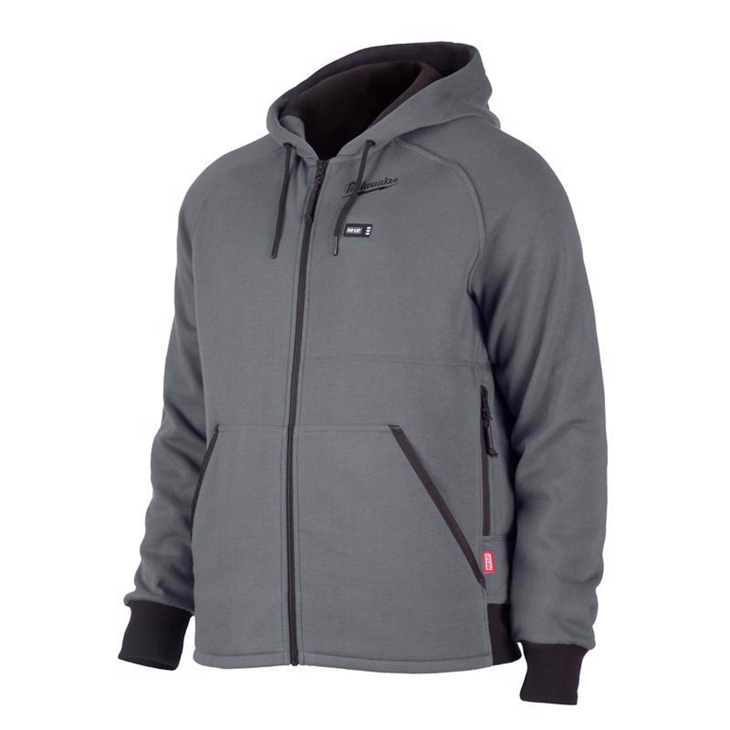 MW M12 S Long Sleeve Men\u0027s Full-Zip Heated Hoodie Kit Gray