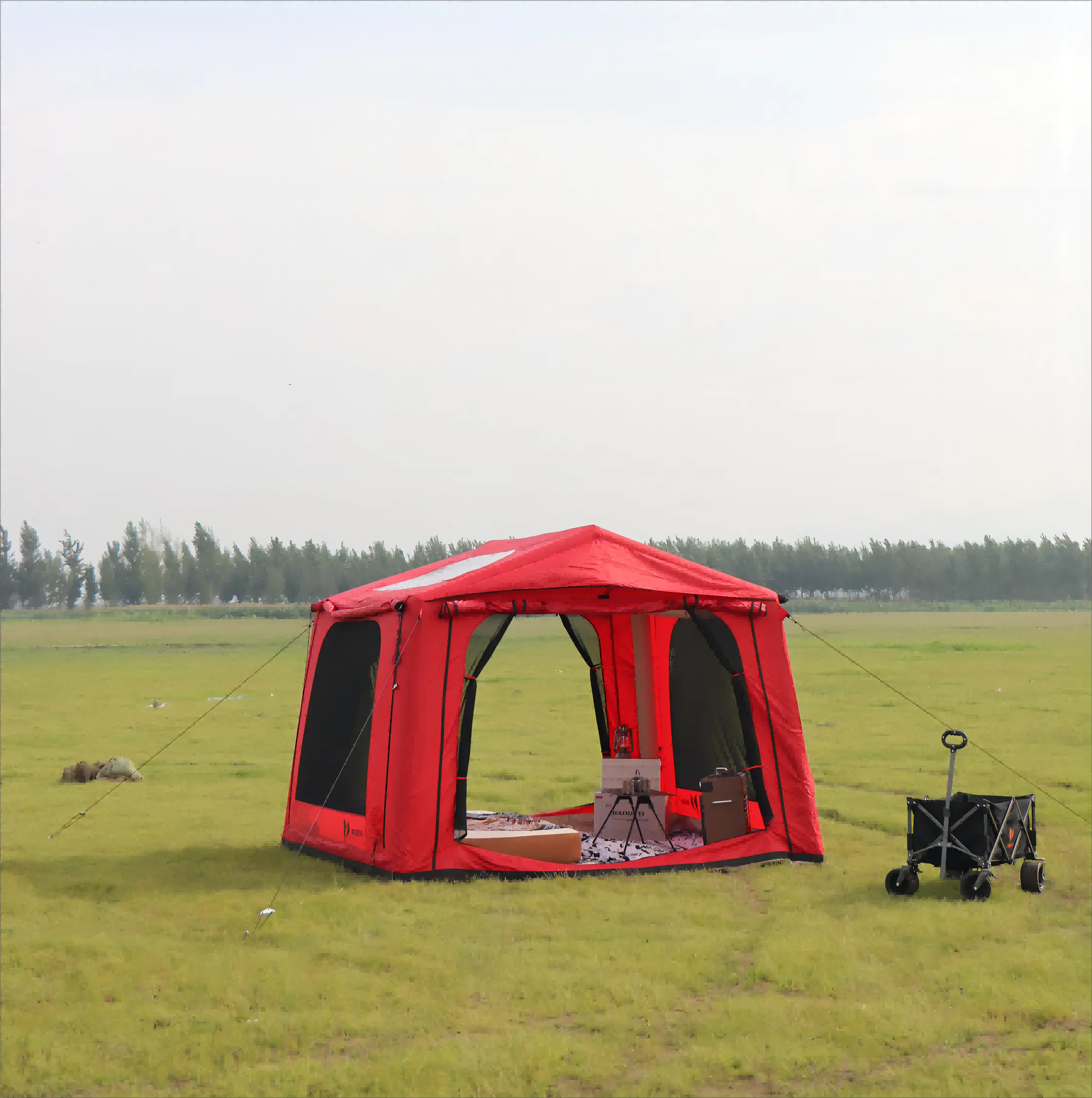 QX weather proof clear camping outdoor large family inflatable tent