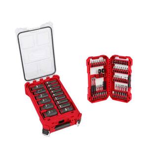 MW SHOCKWAVE 12 in. Drive SAE Deep Well PACKOUT Impact Socket Set  Screw Driver Bit Set wPACKOUT Case (85-Piece) 49-66-6802-48-32-5151