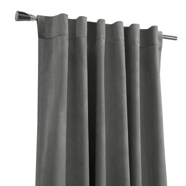 Thermalogic Seren Classic Velvet Room Darkening Dual Header Energy Efficient Curtain Panel Charcoal