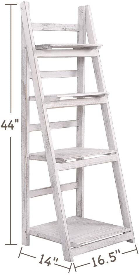 4Tier Wooden Plant Flower Stand Multi-Purpose Display Rack Foldable Ladder Shelf