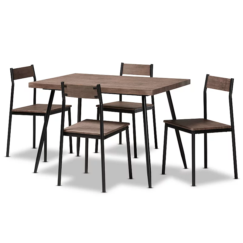 Baxton Studio Mave Dining Table and Chair 5-piece Set