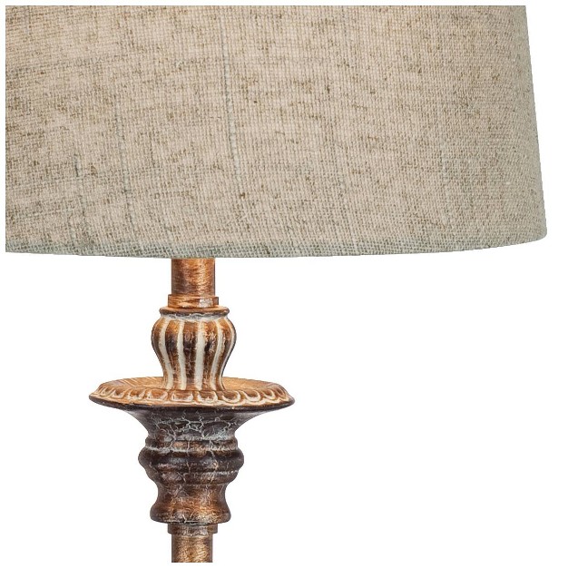 Tall Weathered Brown Linen Fabric Drum Shade For Bedroom Living Room Bedside Nightstand