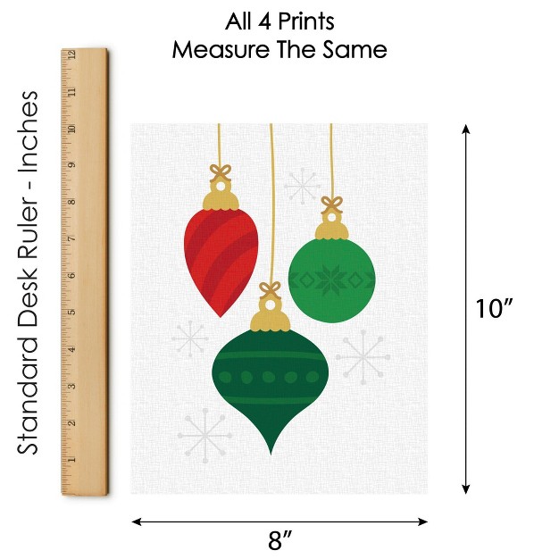 Big Dot Of Happiness Ornaments Unframed Holiday And Christmas Linen Paper Wall Art Set Of 4 Artisms 8 X 10 Inches