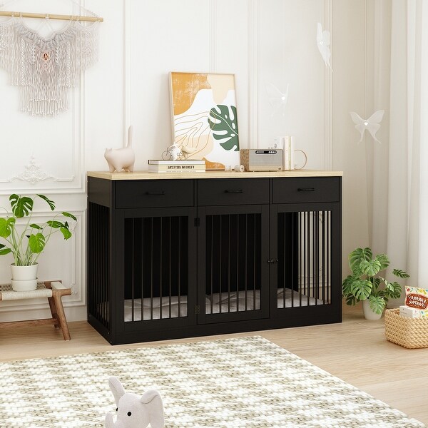 Modern Large Dog Crate with Storage Drawers