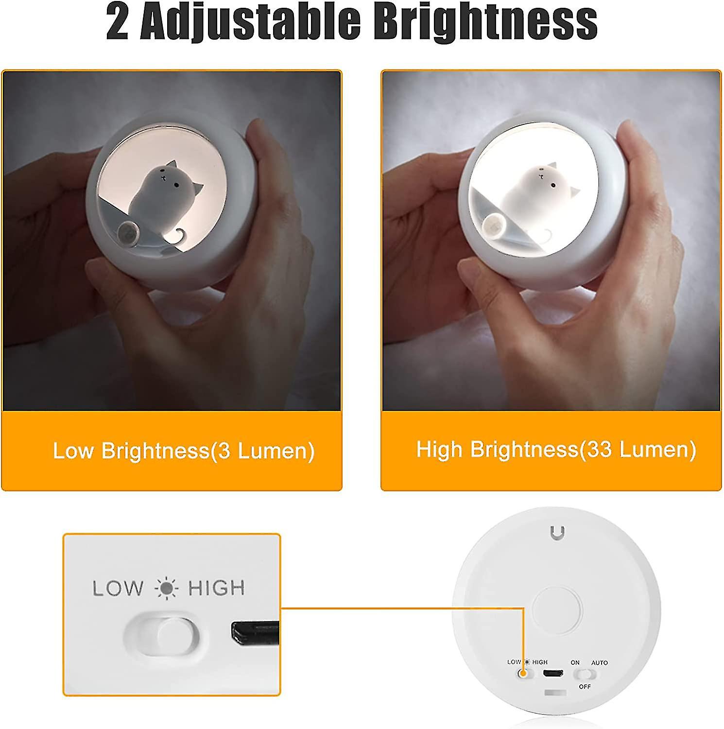 Wabjtam Rechargeable Motion Sensor Night Light -  Magnetic Nightlights Adjustable Brightness Stick-anywhere Cat Lamp For Wall Bedroom Cabinet Closet S