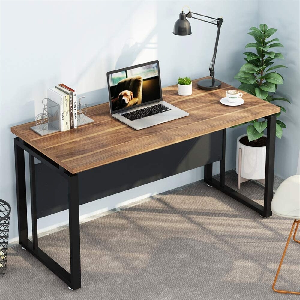 55 Inch L Shaped Computer Desk with File Cabinet Storage