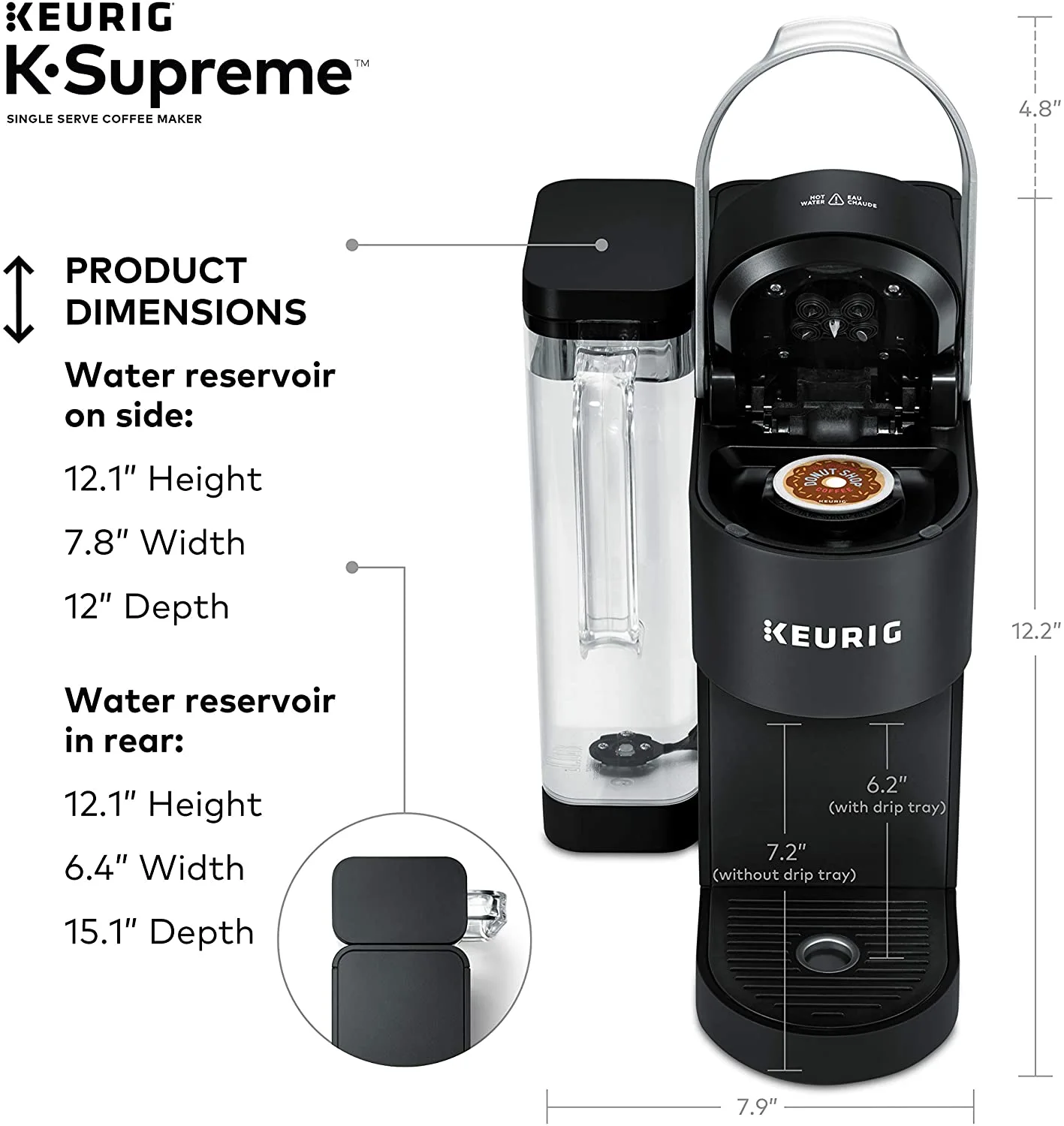 Keurig K-Supreme Coffee Maker, Single Serve K-Cup Pod Coffee Brewer, With MultiStream Technology, 66 Oz Dual-Position Reservoir