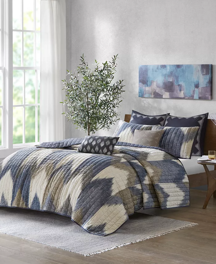 INK+IVY Alpine  Chevron Stripe 3-Pc. Quilt Set， Full Queen