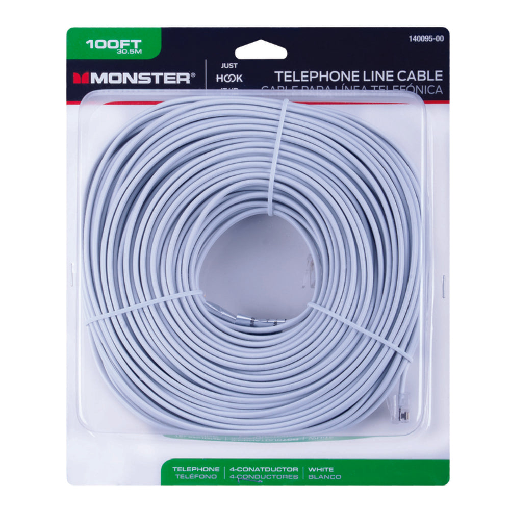 CORD PHONE LINE 100' WHT