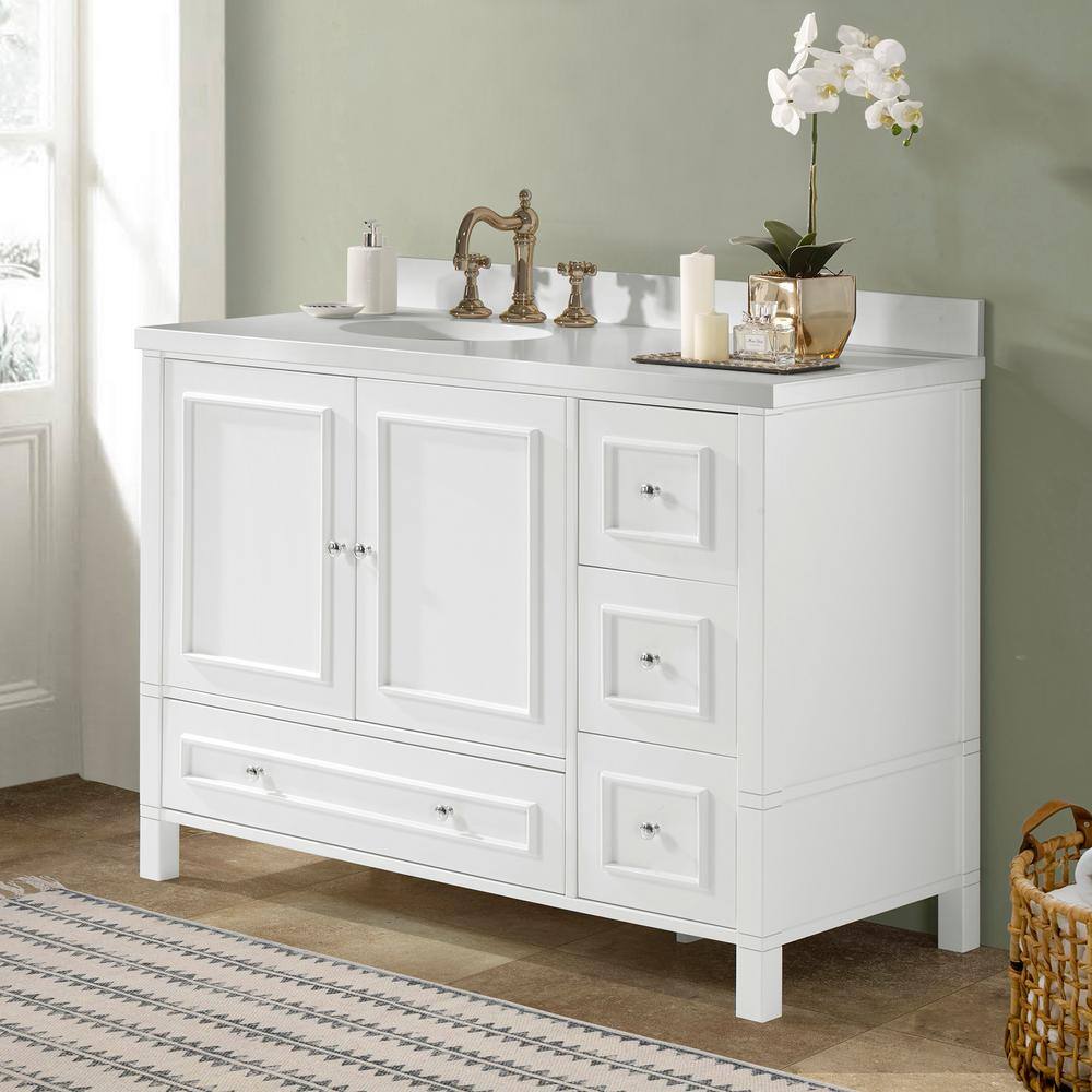 Alaterre Furniture Williamsburg 48 in. W x 21 in. D x 34 in. H Bath Vanity Cabinet without Top in White AVAN48WHBB