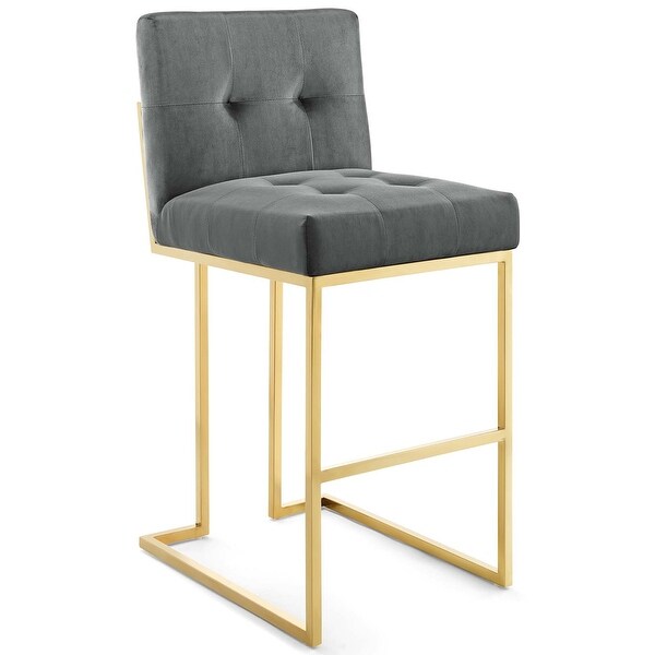 Privy Gold Stainless Steel Performance Velvet Bar Stool