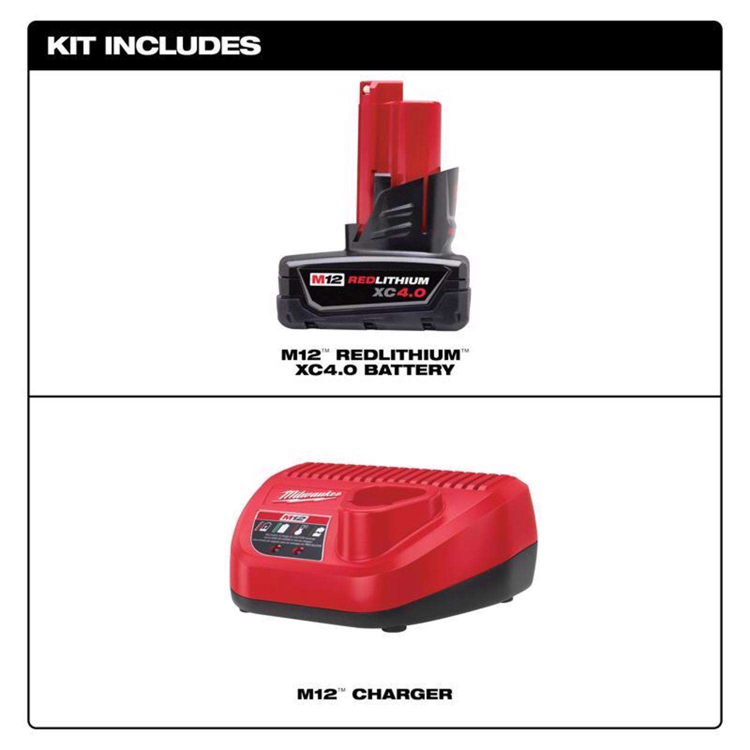 MW M12 RedLithium XC 4 Ah Lithium-Ion Battery and Charger Starter Kit