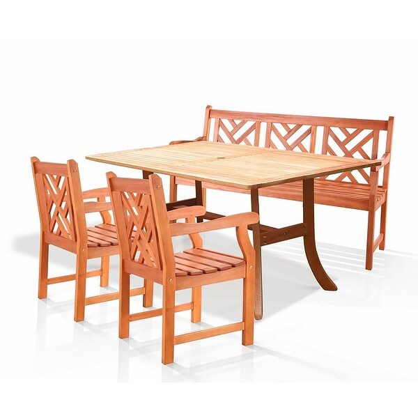 Reynard Wood Patio Table and 250 lbs weight capacity Armchair Dining Set