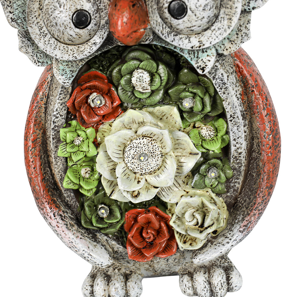 Owl Statue with solar light,Outdoor Decor for Garden Patio Yard,Resin Owl Figurine,Art Decoration, Lawn Ornaments