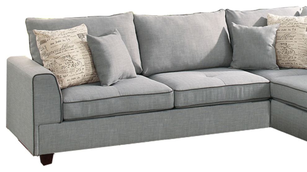 Dorris Fabric 3 Piece Sectional With Storage Ottoman  Light Gray   Transitional   Sectional Sofas   by Davis Bargains  Houzz