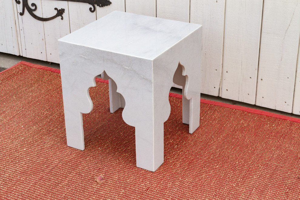 Hand Carved Arched Marble End Table   Mediterranean   Side Tables And End Tables   by De cor  Houzz