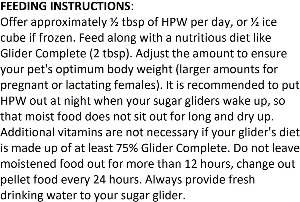 Exotic Nutrition HPW Fruit and Veggie Sugar Glider Food， 12-oz jar