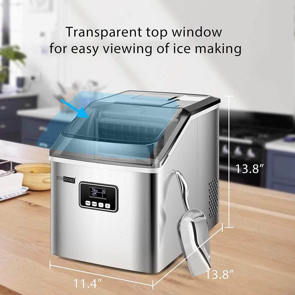 VIVOHOME Countertop 40 lbs Day Portable Ice Maker with Scoop in Silver