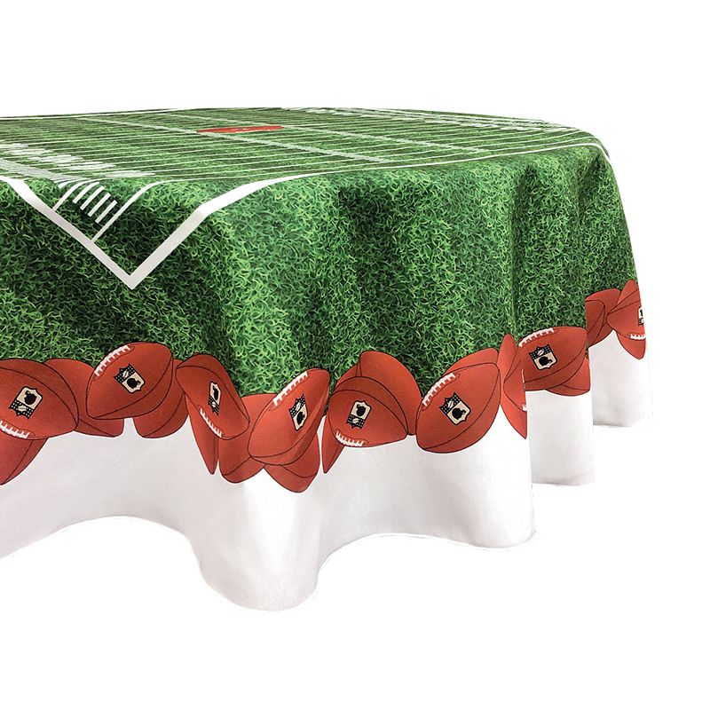 Round Tablecloth， 100% Polyester， 90 Round， Football Garland