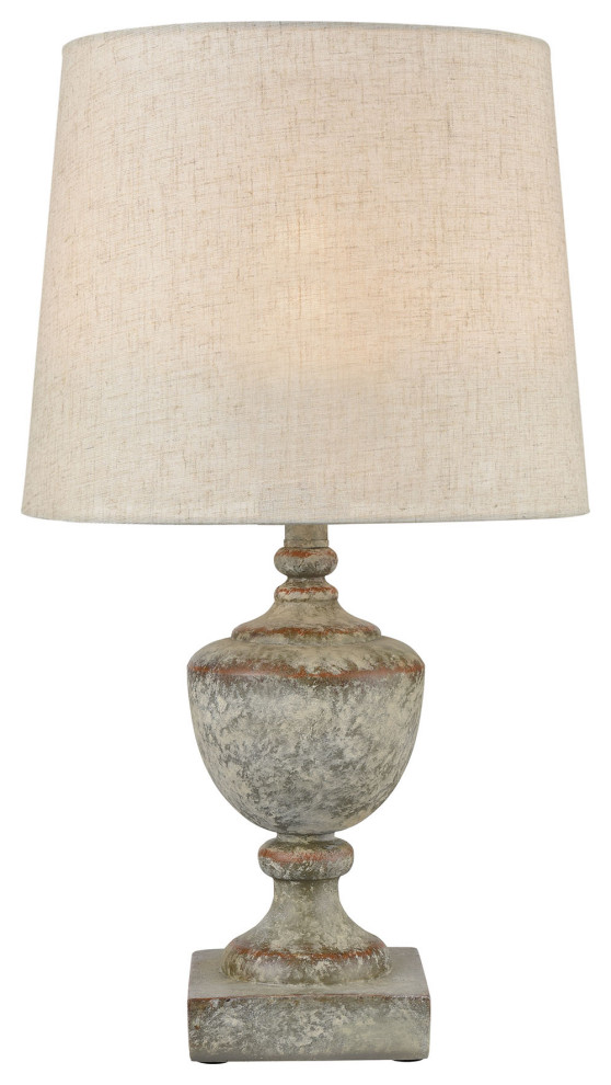 Regus Outdoor Table Lamp  Gray and Antique White and Linen Fabric Shade   Transitional   Outdoor Table Lamps   by GwG Outlet  Houzz