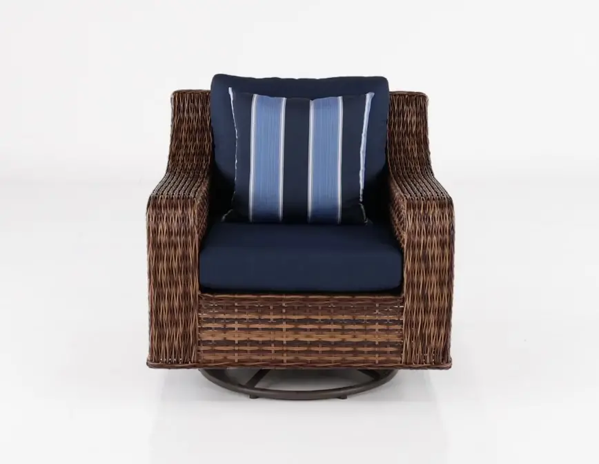 Tortola Swivel Navy Outdoor Patio Wicker Chair