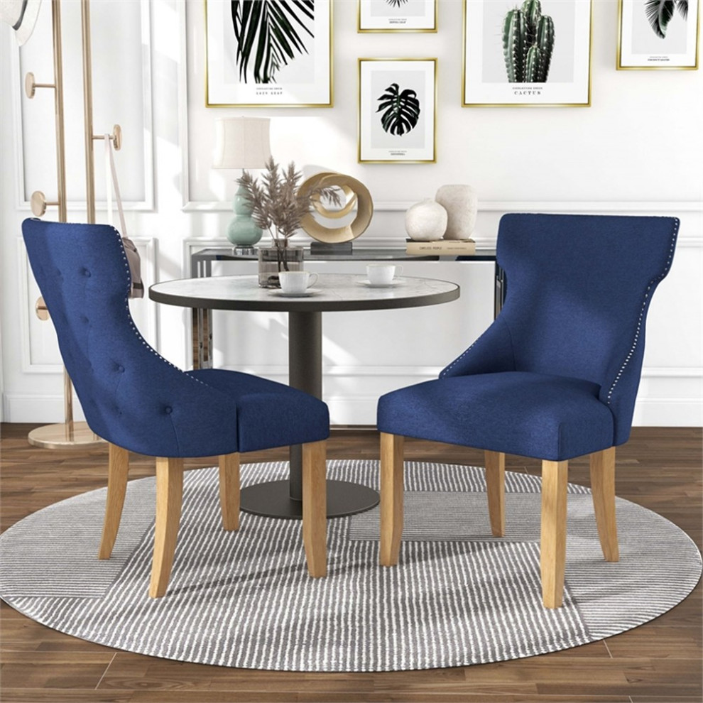 Furniture of America Glanz Fabric Wing Back Side Chair in Blue (Set of 2)   Contemporary   Dining Chairs   by Homesquare  Houzz