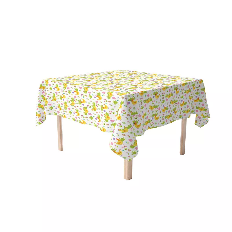 Square Tablecloth， 100% Cotton， 60x60， Cute Springtime Easter