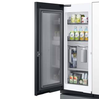  Bespoke 30 cu. ft. 3-Door French Door Smart Refrigerator with Family Hub in White GlassMatt Grey Glass Standard Depth RF30BB69006M