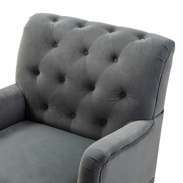 Accent Chair Armchair with Rubber Wood Legs and Nailhead Trim， Tufted Velvet Fabric Upholstery Accent Chairs