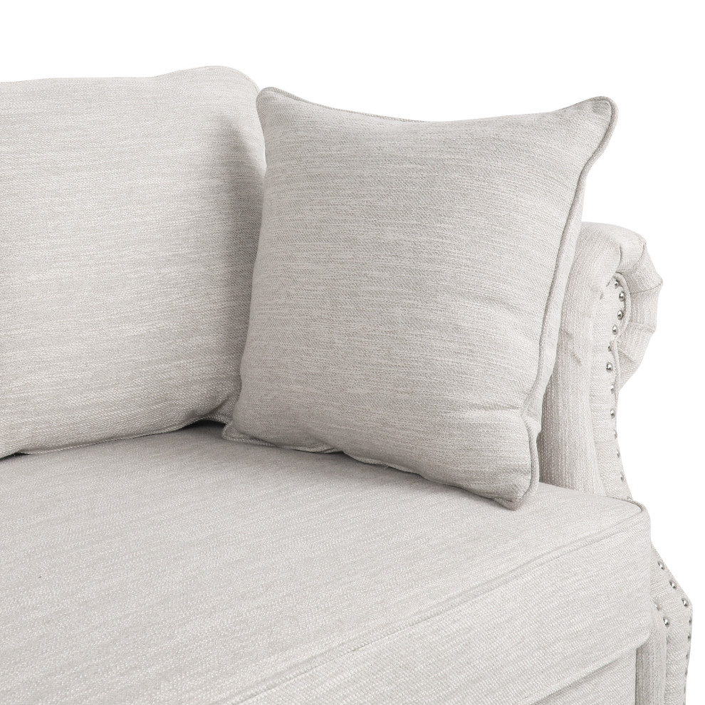 Bonny Fabric Pillowback 3 Seater Sofa With Nailhead Trim   Traditional   Sofas   by GDFStudio  Houzz