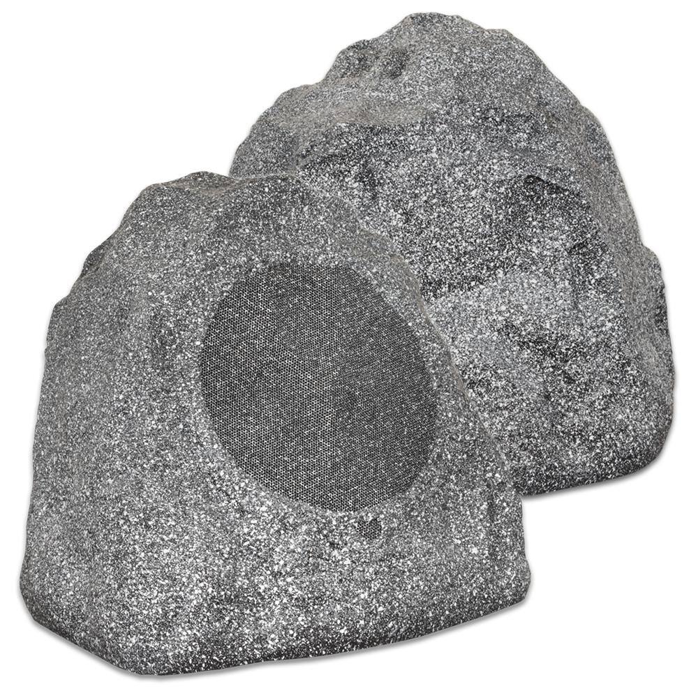 Theater Solutions by Goldwood Outdoor Granite 8 in. Rock 2-Speaker Set for Yard Pool Spa 2R8G