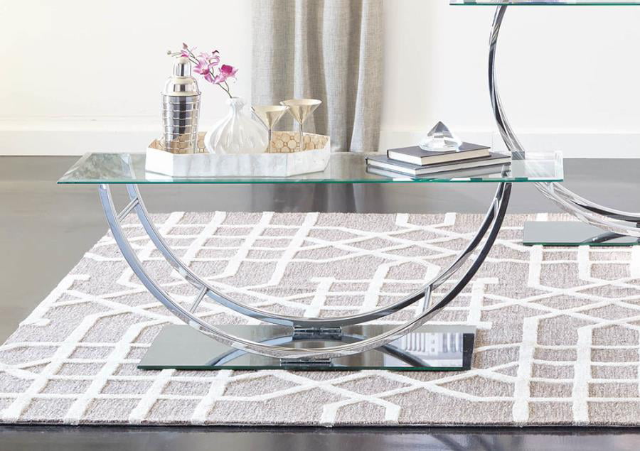 Coaster 704988-CO Glass Top Coffee Table, Chrome