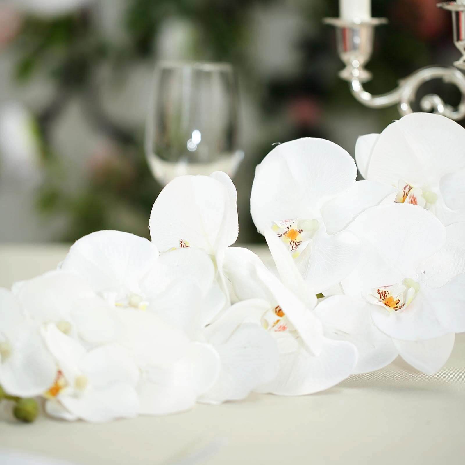 2 Stems White Artificial Silk Orchid Flower Bouquets 40