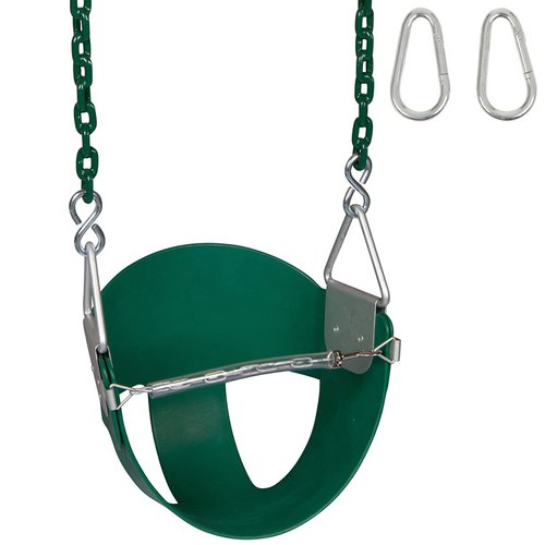 Swing Set Stuff Inc. Highback Half Bucket with 5.5 Ft. Coated Chains (Yellow)