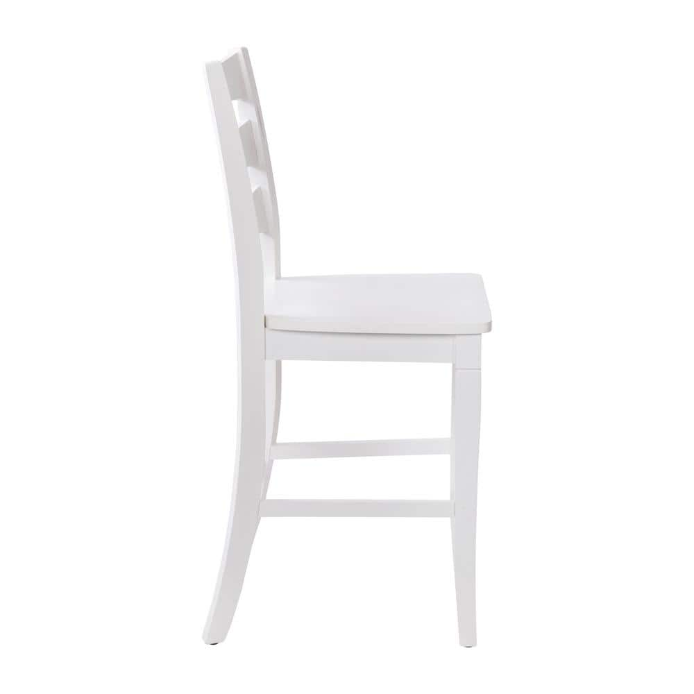 Carnegy Avenue 41.5 in. White Wash Full Wood Bar Stool with Wood Seat CGA-ES-520599-WH-HD