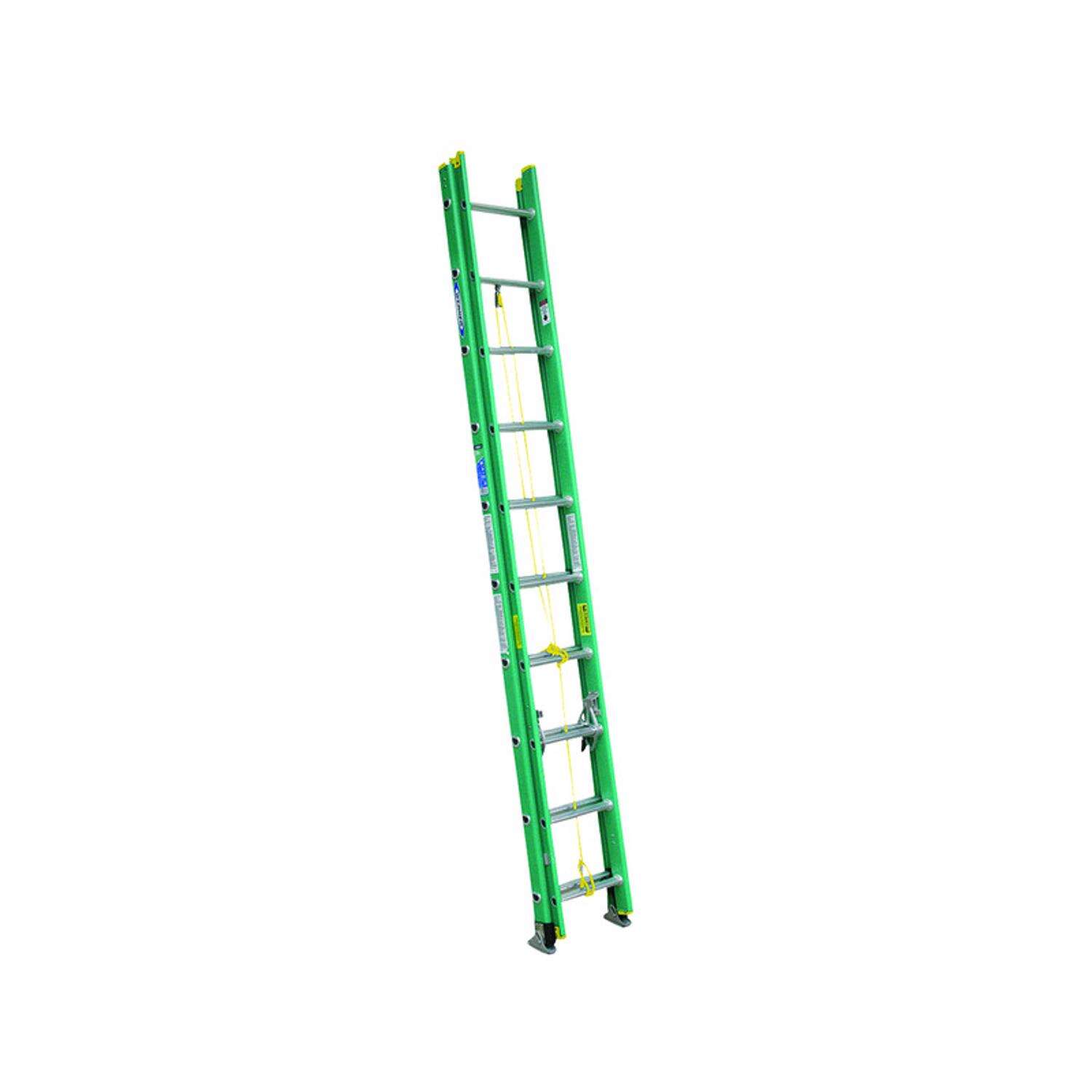 Werner 20 ft. H Fiberglass Extension Ladder Type II 225 lb. capacity