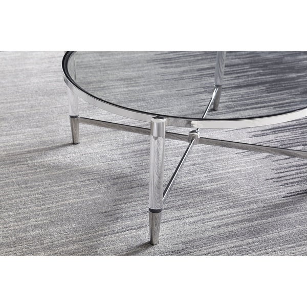 Marilyn Glass Top and Steel Base Round Coffee Table