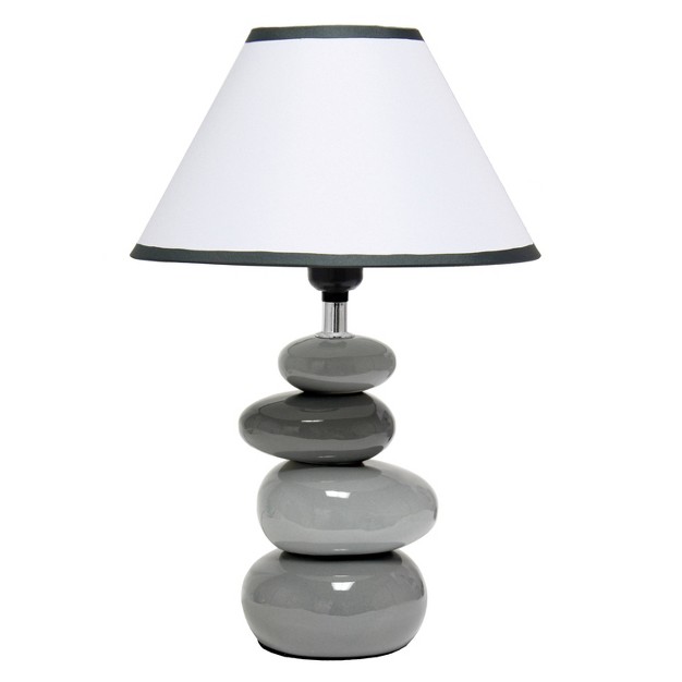 Contemporary Ceramic Stacking Stones Table Desk Lamp Gray Creekwood Home