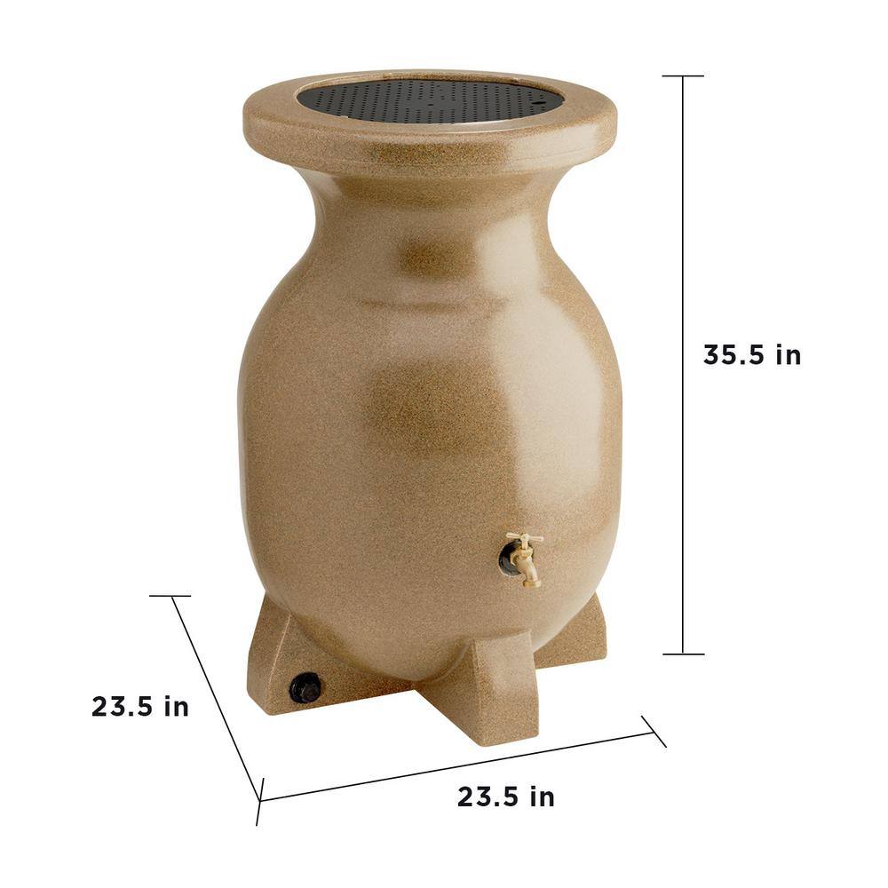 Koolatron Koolscapes Stone-Look Rain Barrel 55 Gal. (210L) Beige Eco-Friendly Gardening Water Conservation RBSS-55