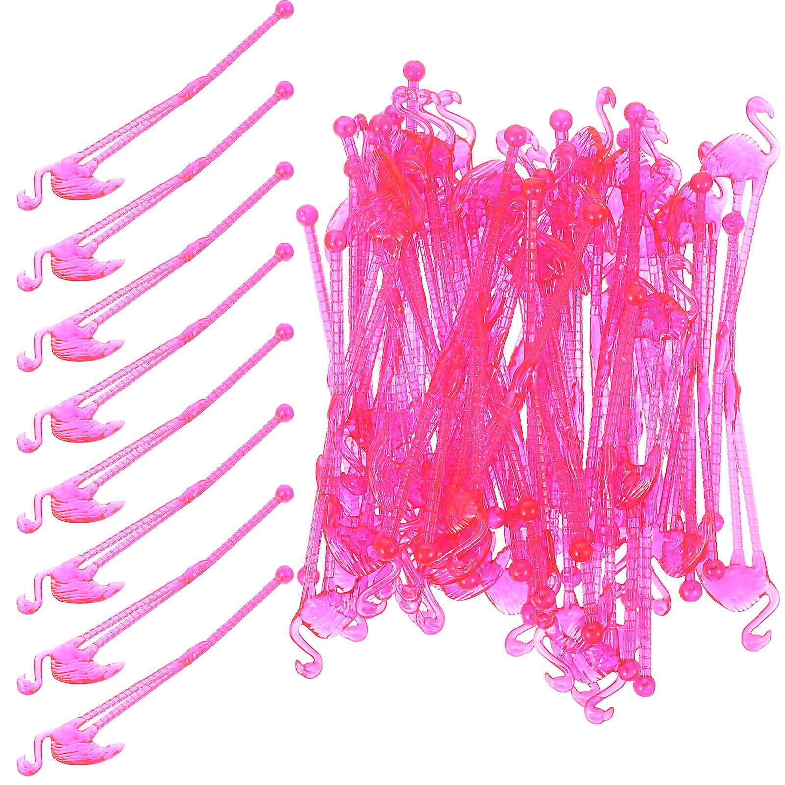 50pcs Creative Flamingo Pattern Drink Muddlers Disposable Beverage Stirrers Swizzle Sticks Mixing Sticks Stirring Rods