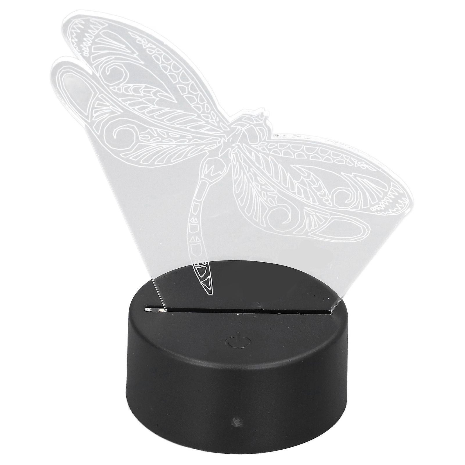 Dragonfly Pattern 3d Light 7 Color Changing Led Night Light Usb Battery Powered 3d Decorative Lamp For Bedroom