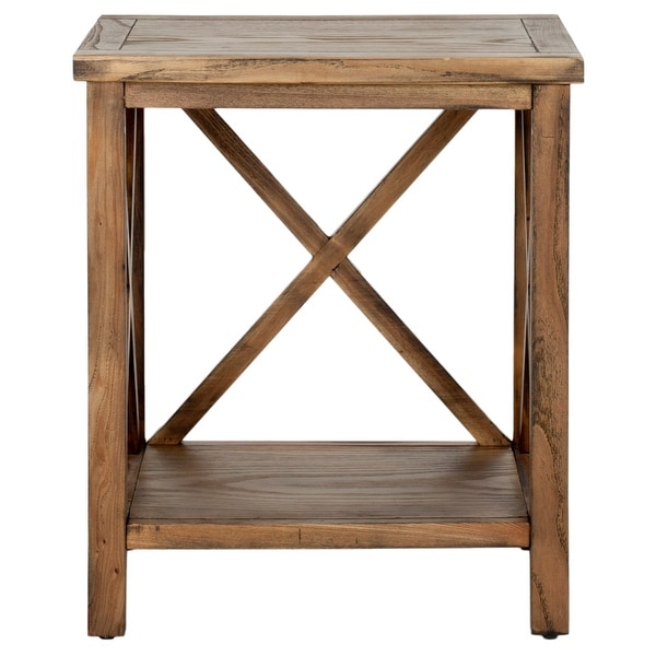 SAFAVIEH Cadence Oak Cross Back Table - 18.1