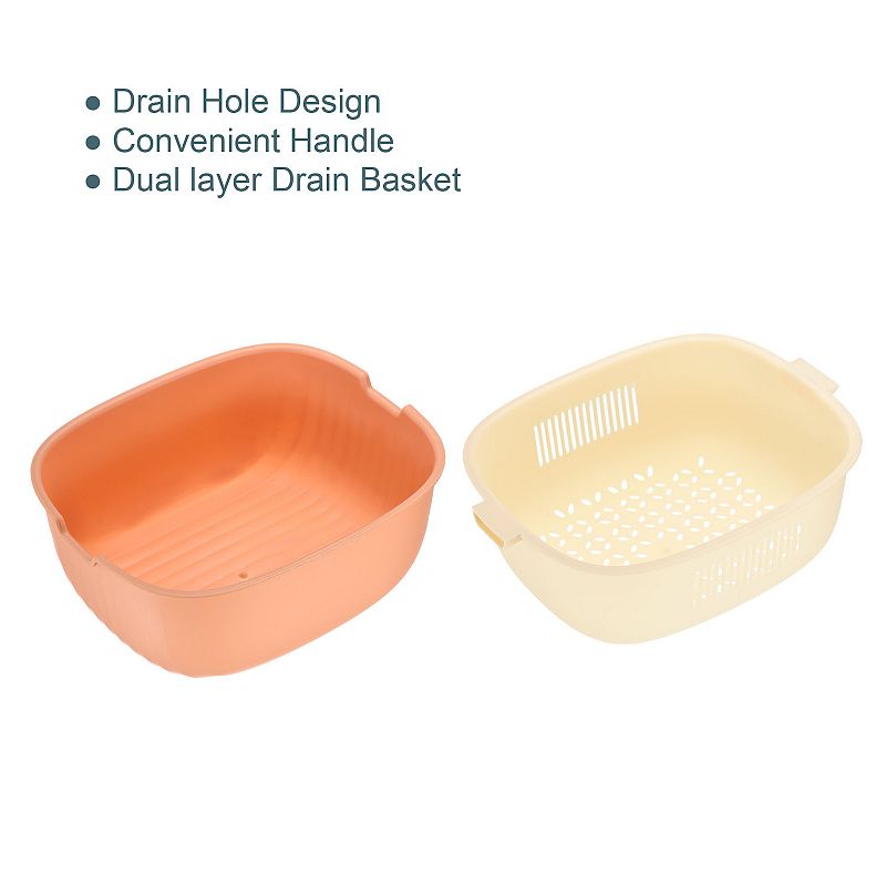 Kitchen Strainer Colander Bowl Set 2PCS， Fruits Vegetable Washing Basket