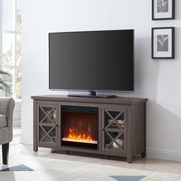 Colton Rectangular TV Stand with Crystal Fireplace for TV's up to 55