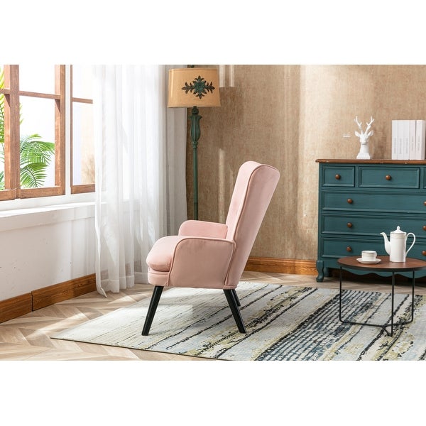 Cozy Mid-Century Accent Chair with High Back and Padded Seat， Pink