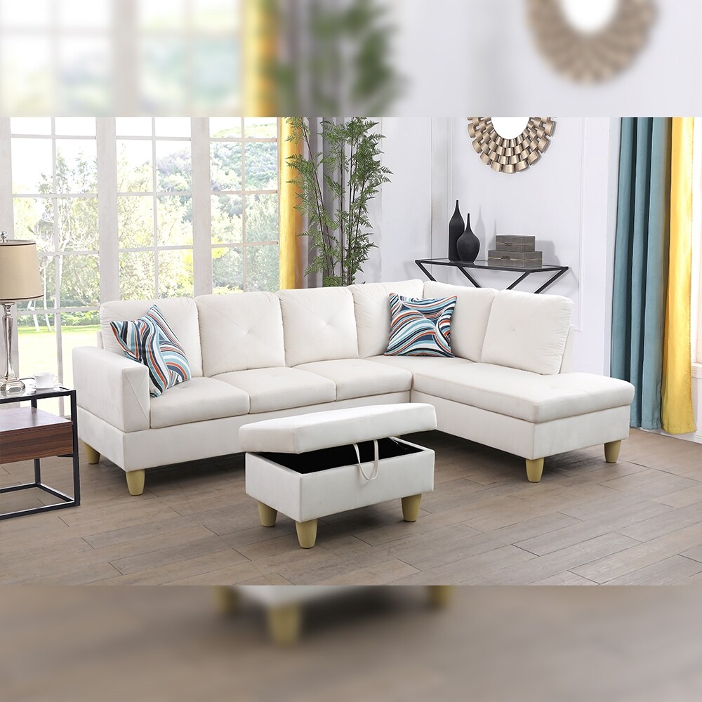 Hellen Right Facing Sectional Sofa with Ottoman